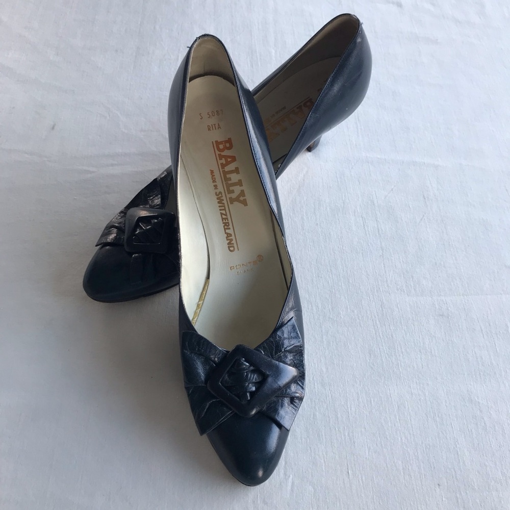 Bally Women's Navy Blue Leather Heels